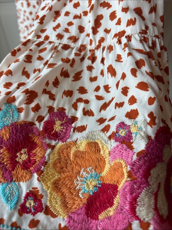 Savanna Jane Tops - Savanna Jane White & Rust Floral Embroidered Blouse